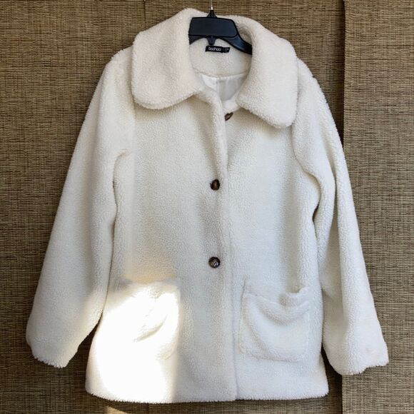 Boohoo Jackets & Blazers - Boohoo White Teddy Jacket